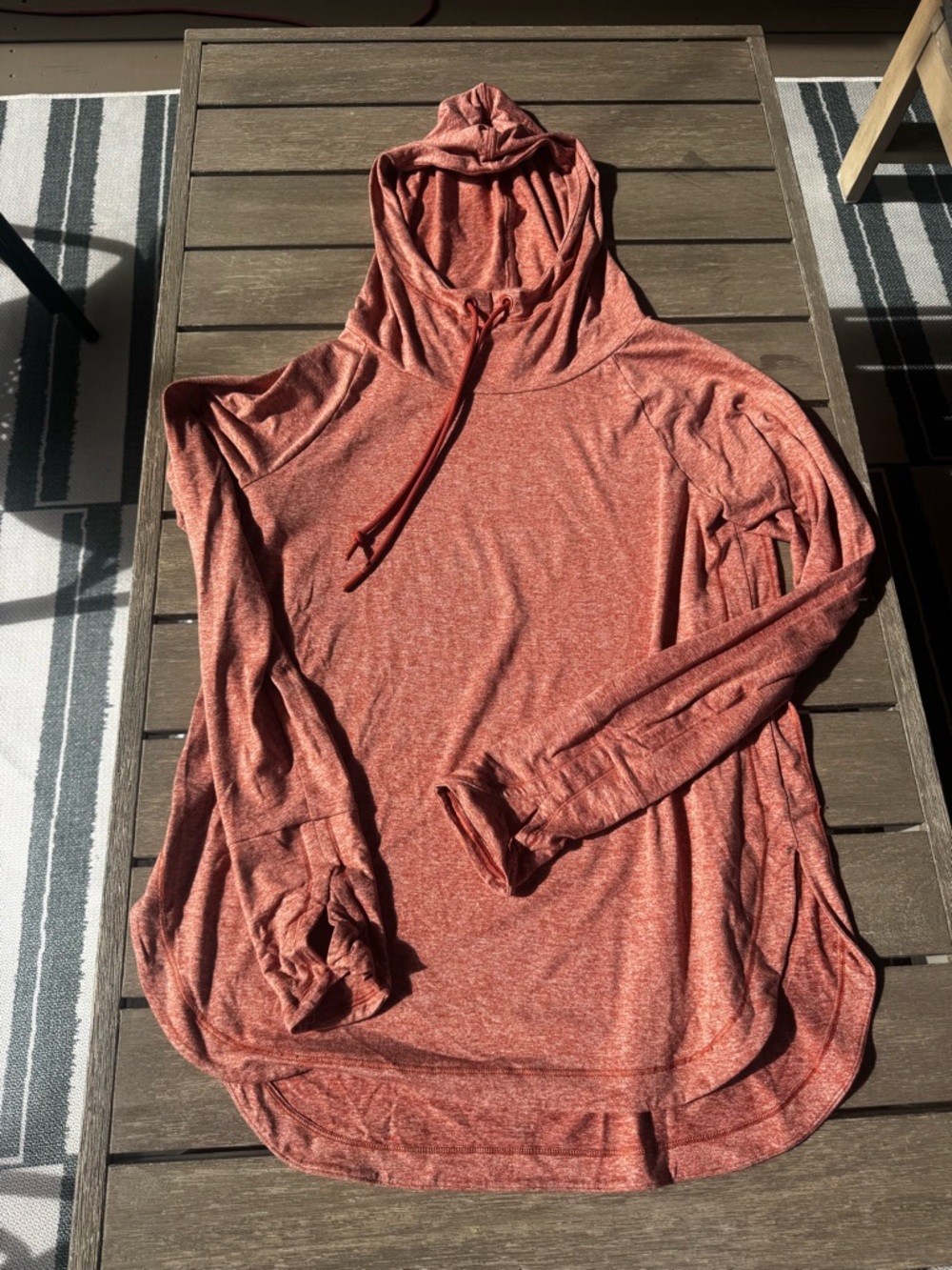 Athleta Women’s Heathered Rust Red Hooded Pullover-size S